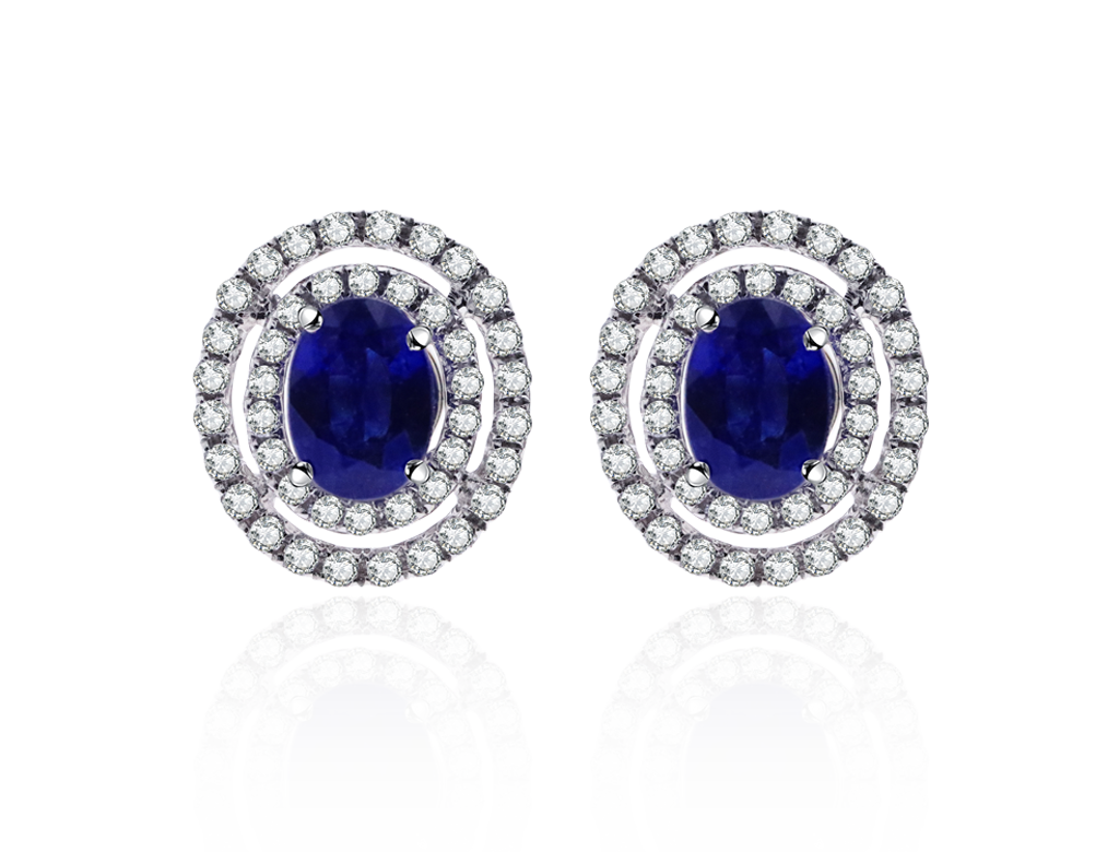 18K藍寶石耳環