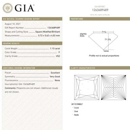 1.13ct princess F VS2