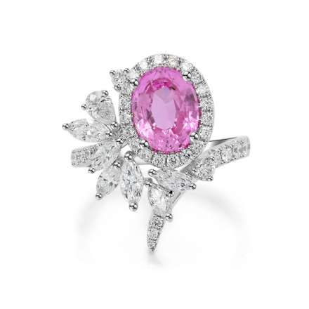 18K粉紅寶石鑽戒指