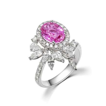 18K粉紅寶石鑽戒指