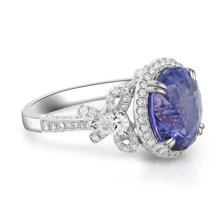 18K藍寶鑽石戒指